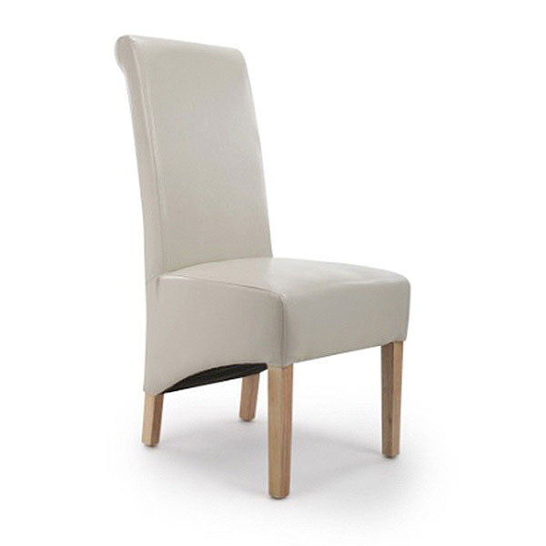 Krista Roll Back Bonded Leather Ivory Dining Chair