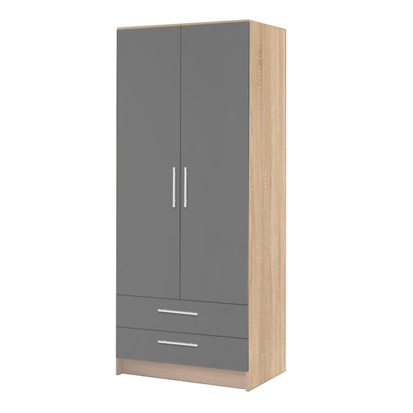 DOUBLE COMBI WARDROBE IN VINTAGE OAK & GREY