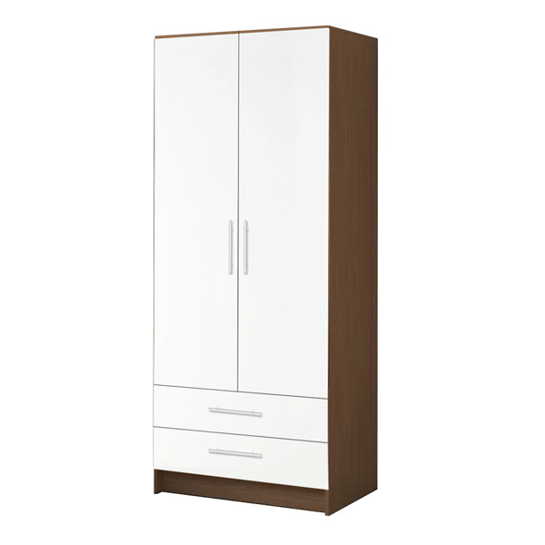 DOUBLE COMBI WARDROBE IN WALNUT & WHITE