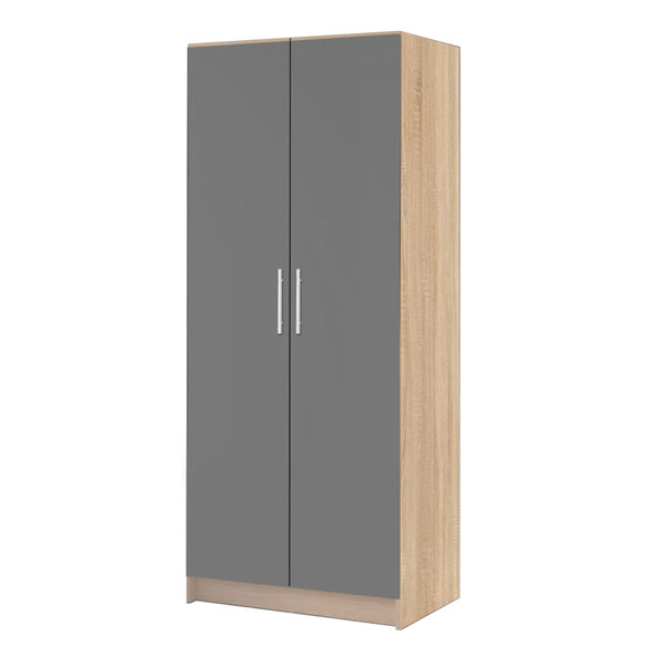 DOUBLE WARDROBE IN VINTAGE OAK & GREY