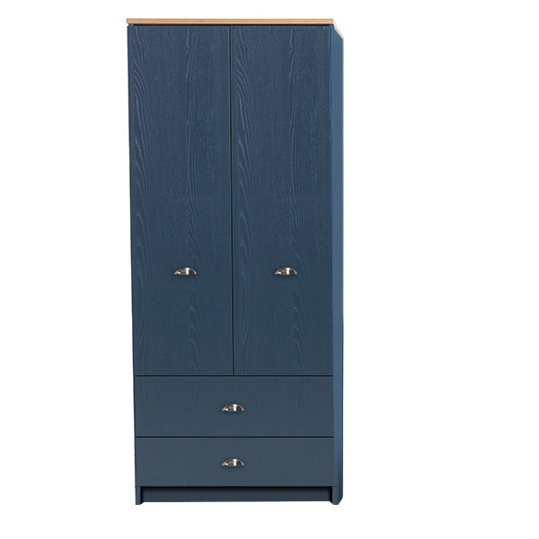 2 Door combi Wardrobe in Alby Blue and gold oak