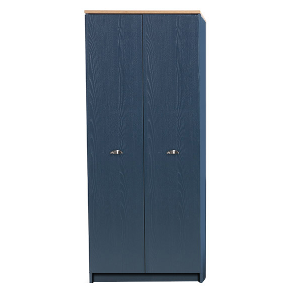 2 Door Wardrobe in Alby Blue and gold oak