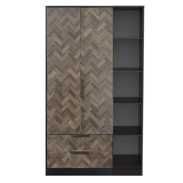 Herringbone triple Combi open wardrobe black