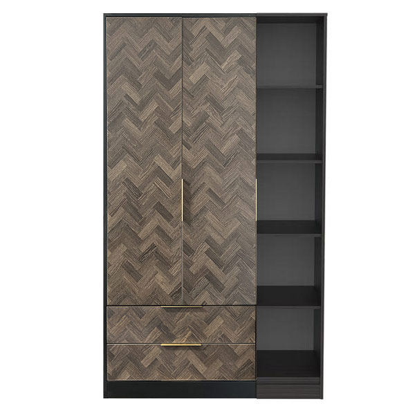 Herringbone triple Combi Open wardrobe gold