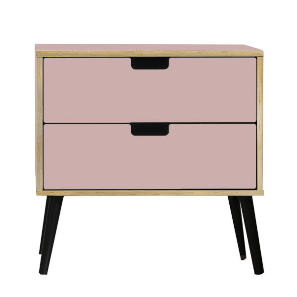 Scandi black legs Kobe Pink bedside