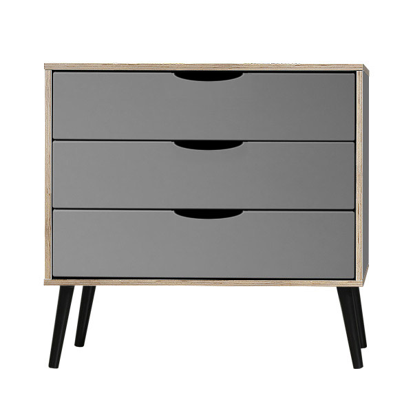 Scandi black legs Dusk Grey 3 drawer chest