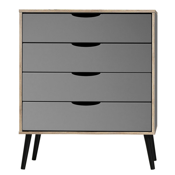 scandi black legs dusk grey 4 drawer chest
