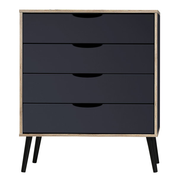 scandi black legs indigo blue 4 drawer chest
