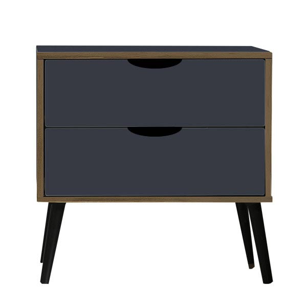 Scandi black legs Indigo Blue bedside