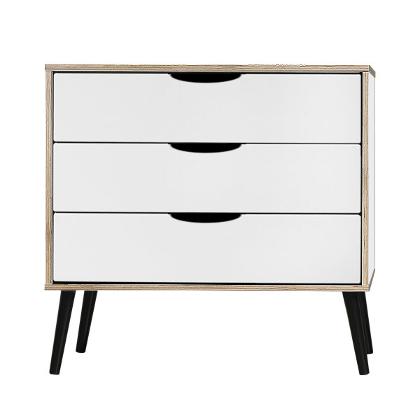 Scandi black legs white 3 drawer chest