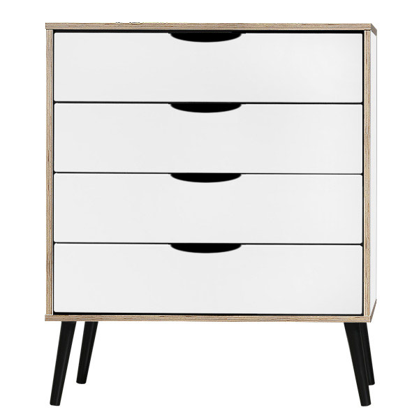 scandi black legs white 4 drawer chest