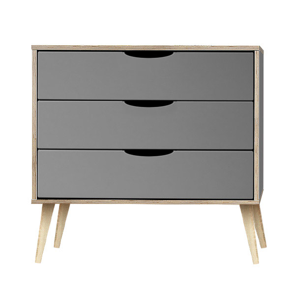 Scandi light legs dusk grey 3 drawer chest