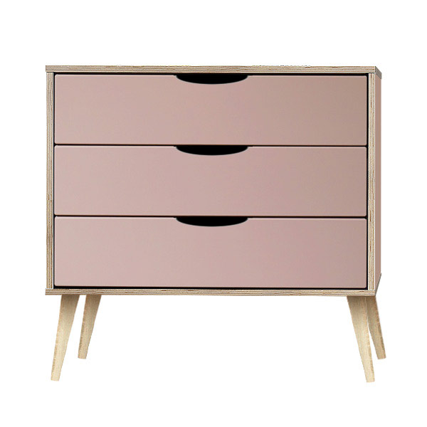 Scandi light legs Kobe Pink 3 drawer chest
