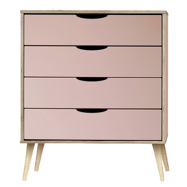 Scandi light legs Kobe Pink 4 drawer chest