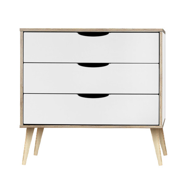 Scandi light legs white 3 drawer chest