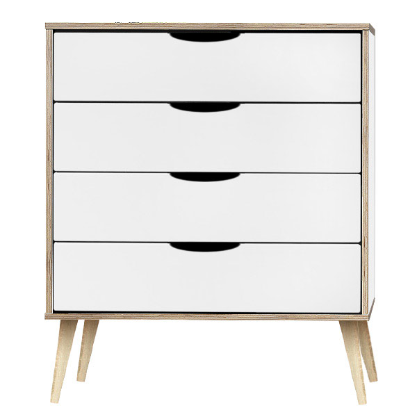 Scandi light legs white 4 drawer chest
