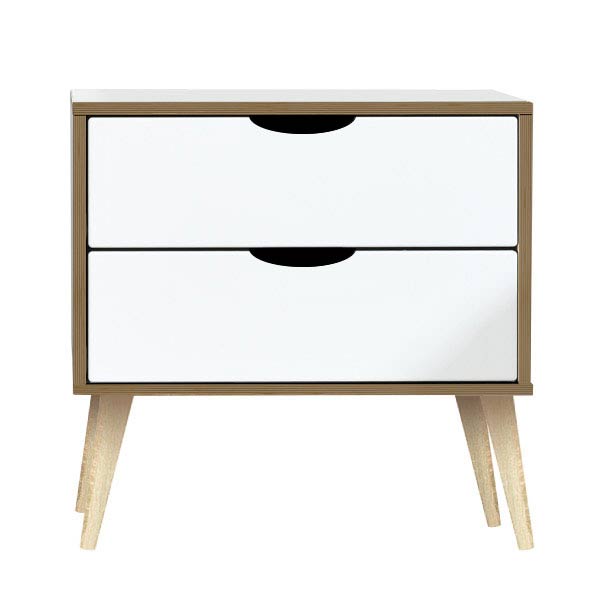 Scandi light legs white bedside