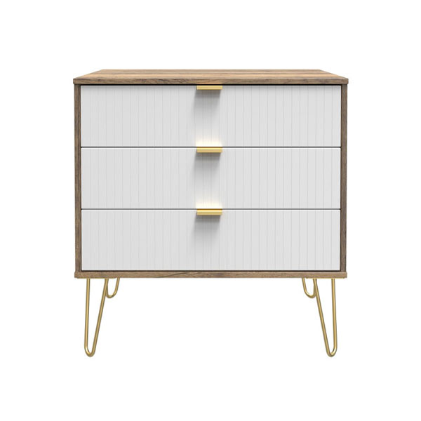 LINEAR 3 DRAWER CHEST IN WHITE & VINTAGE OAK