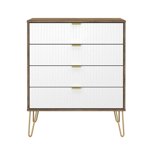 LINEAR 4 DRAWER CHEST IN WHITE & VINTAGE OAK