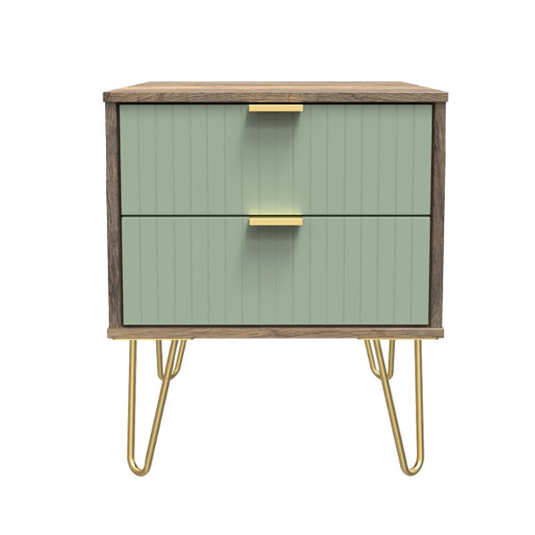 Bedside in reed green & vintage oak