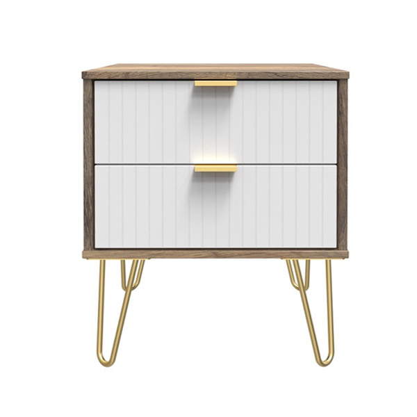 Bedside in white & vintage oak