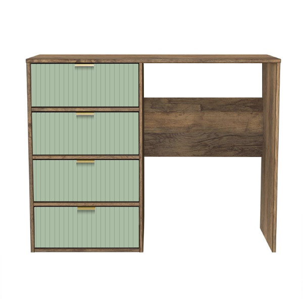 Linear desk reed green with vintage oak