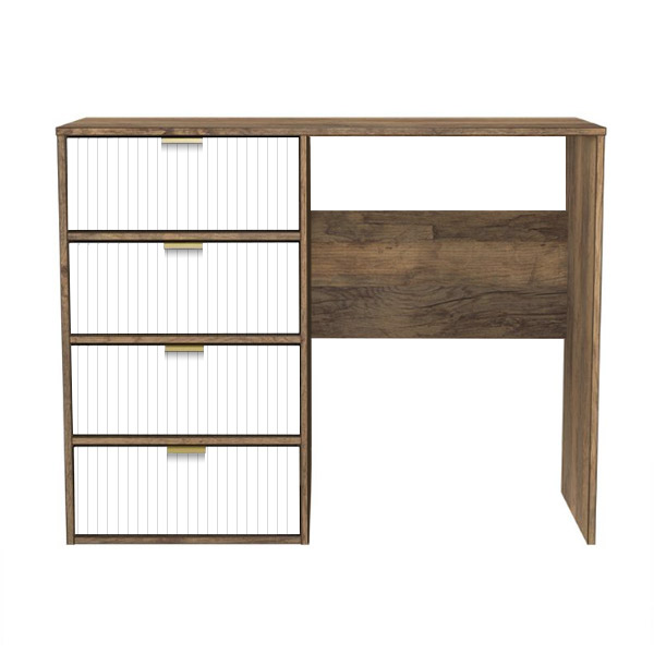 Linear desk white with vintage oak