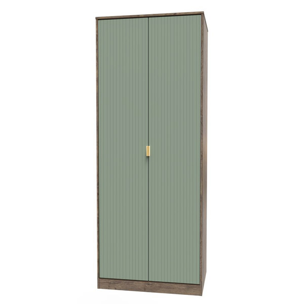 Double wardrobe in reed green with vintage oak