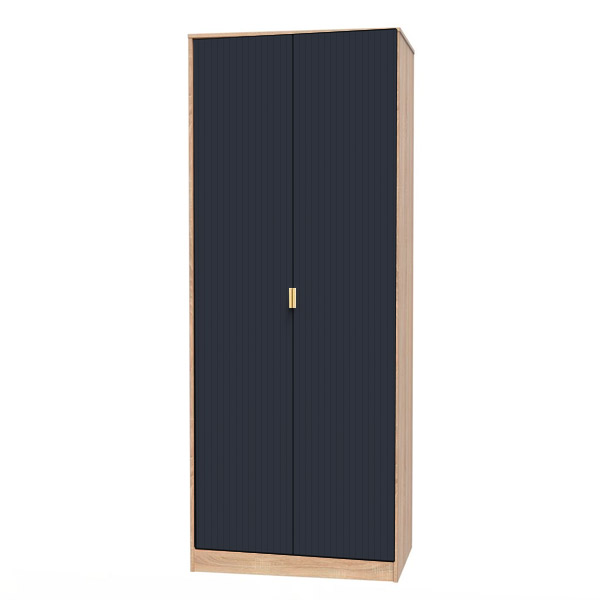 Indigo Blue & Bardolino Oak Double Wardrobe