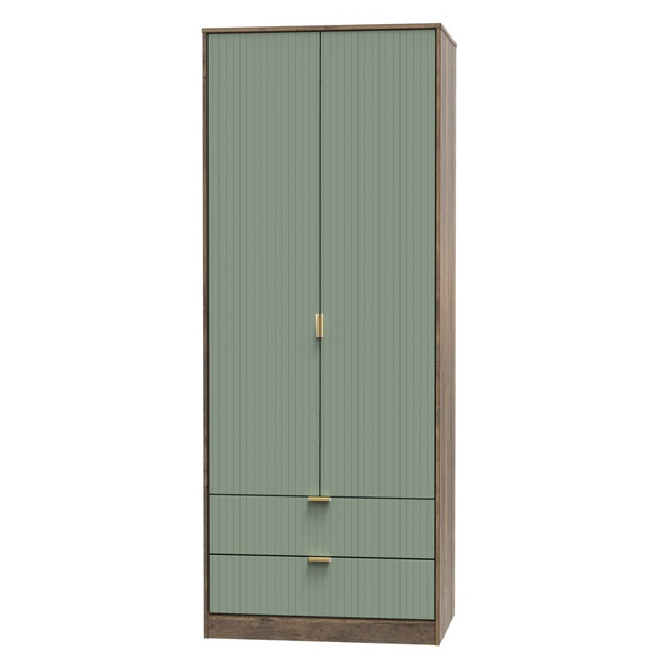 Combi Double wardrobe in reed green with vintage oak