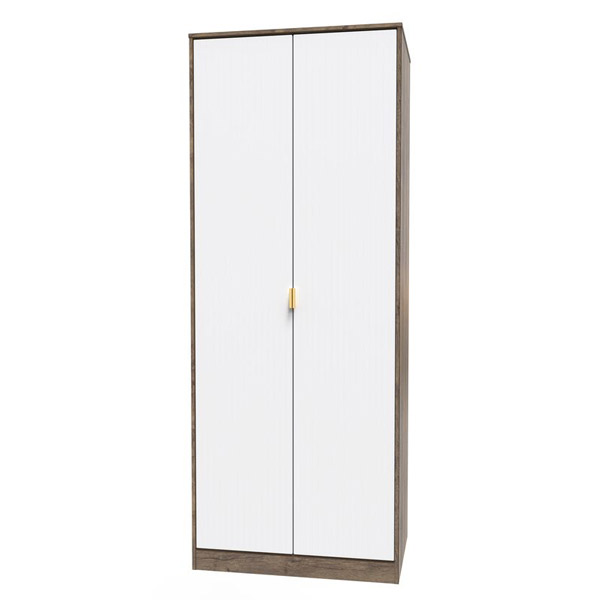 Double wardrobe in  white with vintage oak