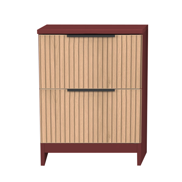 BORA bedside with shelf in red