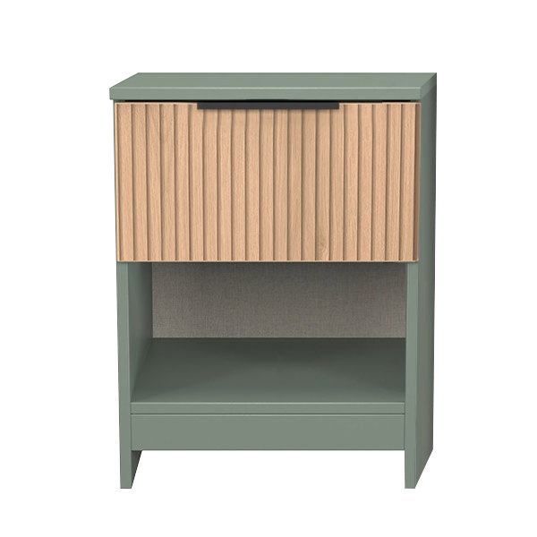 BORA bedside with shelf in reed green