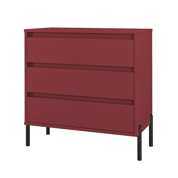 LEONA 3 DRAWER CHEST IN RED