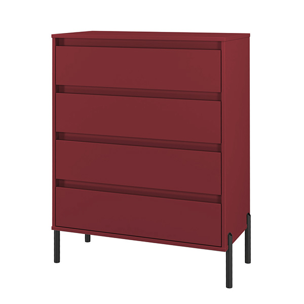 LEONA 4 DRAWER CHEST IN RED