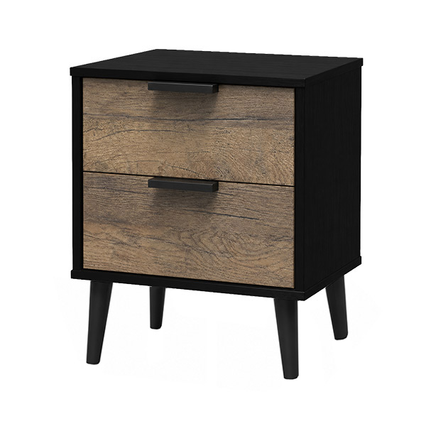 Haus Kraft bedside in vintage oak with black carcass