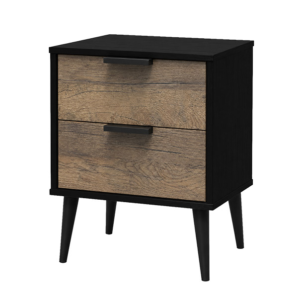 Haus Kraft bedside in vintage oak with black carcass