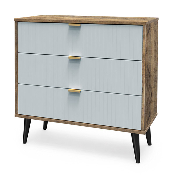 Linear 3dr chest in duck egg & vintage oak black handle