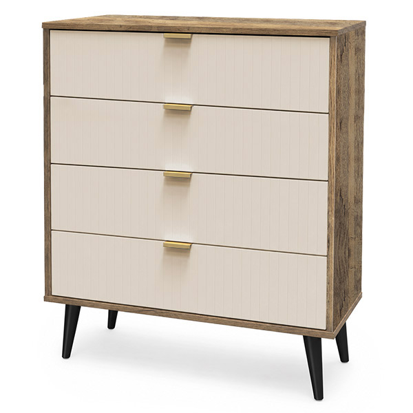 Linear 4dr chest in Kashmir & vintage oak black handle